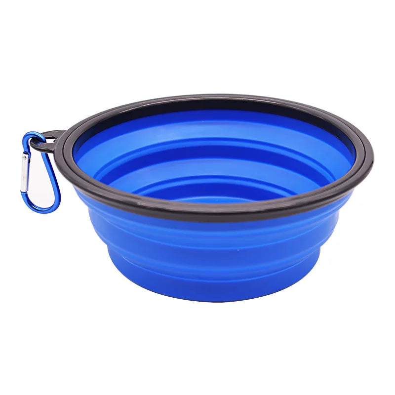 2-in-1 Collapsible Silicone Dog Bowl & Water Bottle – Portable Travel Feeder with Carabiner for Dogs & Cats