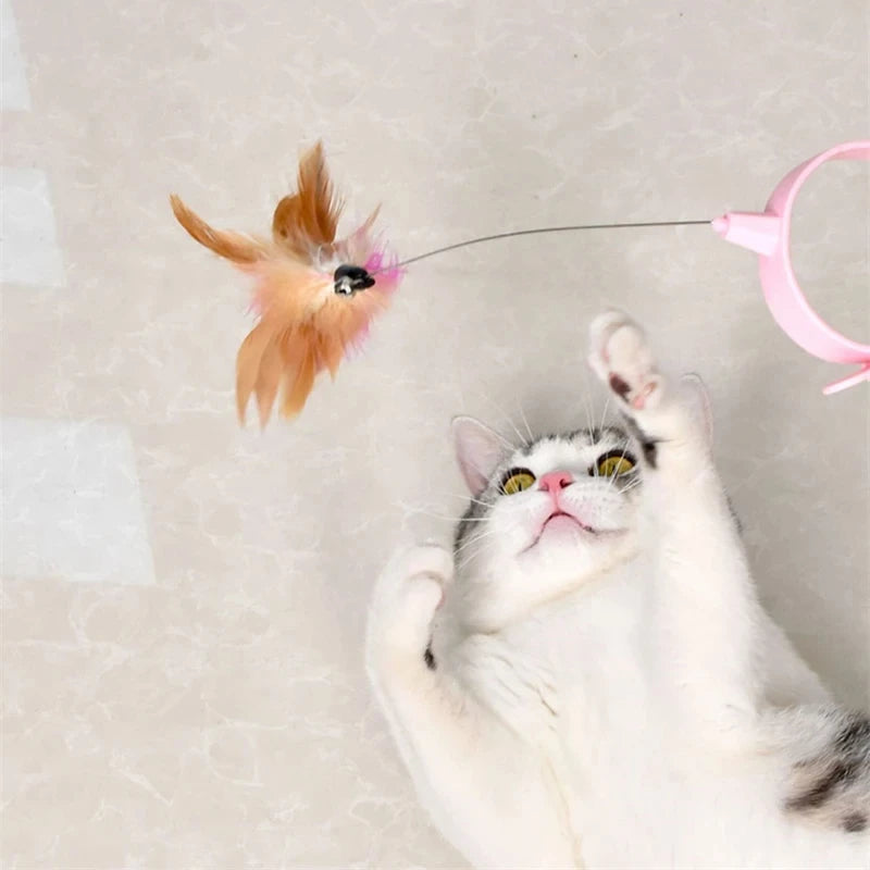 Feather Teaser Wand with Bell – Interactive Cat Toy