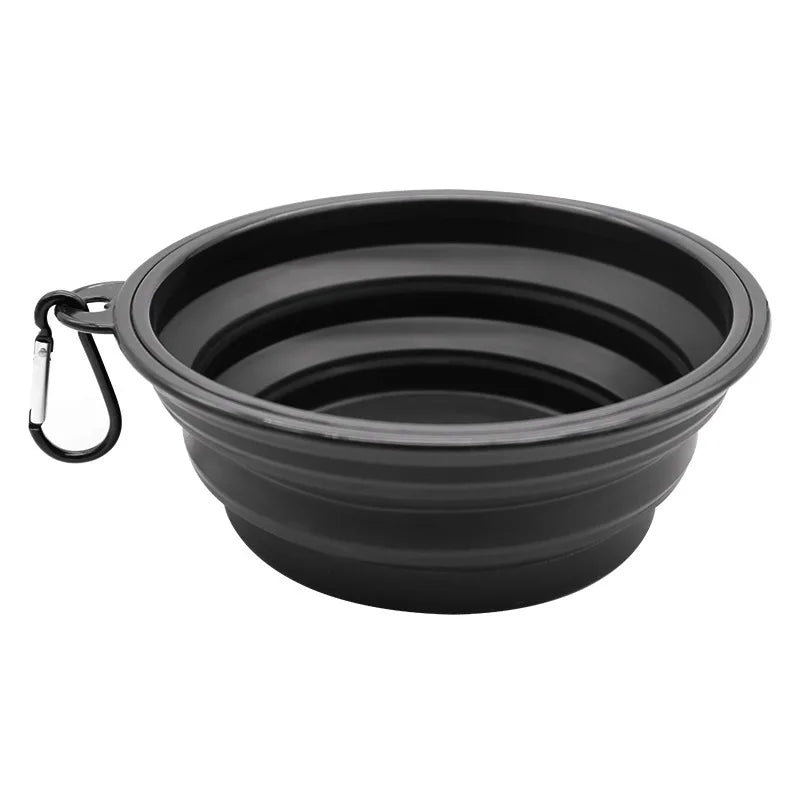 2-in-1 Collapsible Silicone Dog Bowl & Water Bottle – Portable Travel Feeder with Carabiner for Dogs & Cats