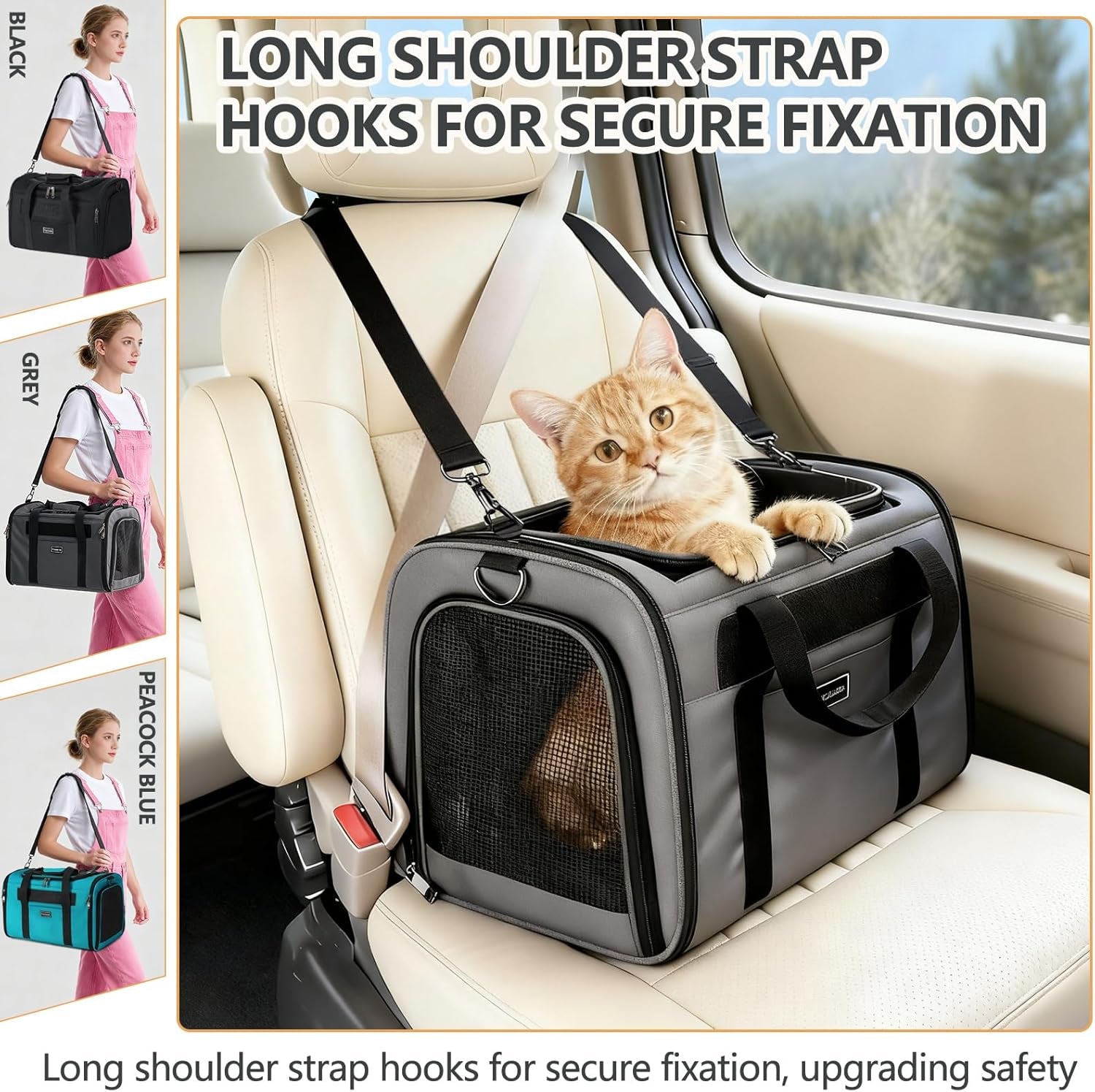 Soft-Sided Cat & Dog Travel Carrier, Foldable & Airline Approved – Up to 20 lbs