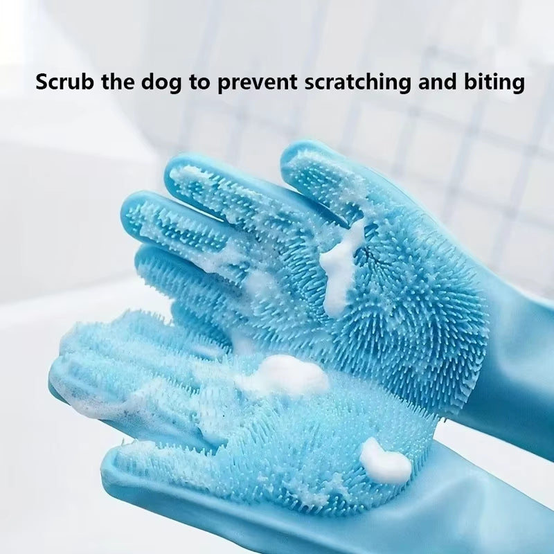 Silicone Pet Grooming Gloves – Hair Removal & Deshedding for Dogs & Cats