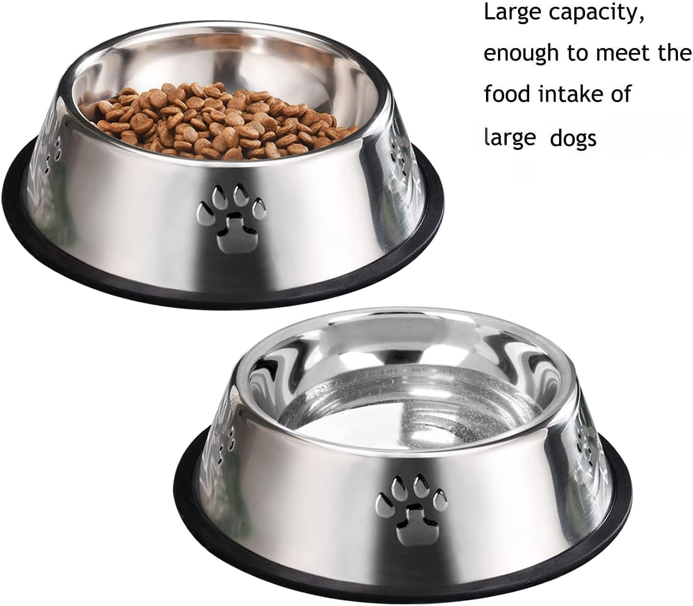 Premium Stainless Steel Dog Bowls - Perfect Feeding Solution for Puppies and Kittens (Set of 2)