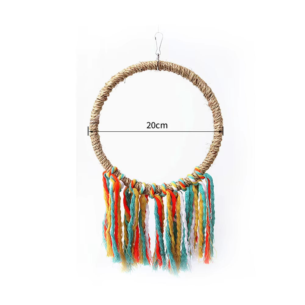 Pet Bird Parrot Toy Cotton Rope Circle Toys Chewing Bite Parrot Perch Hanging Cage Swing Rope Ring Stand Climb Toy Bird Supplies