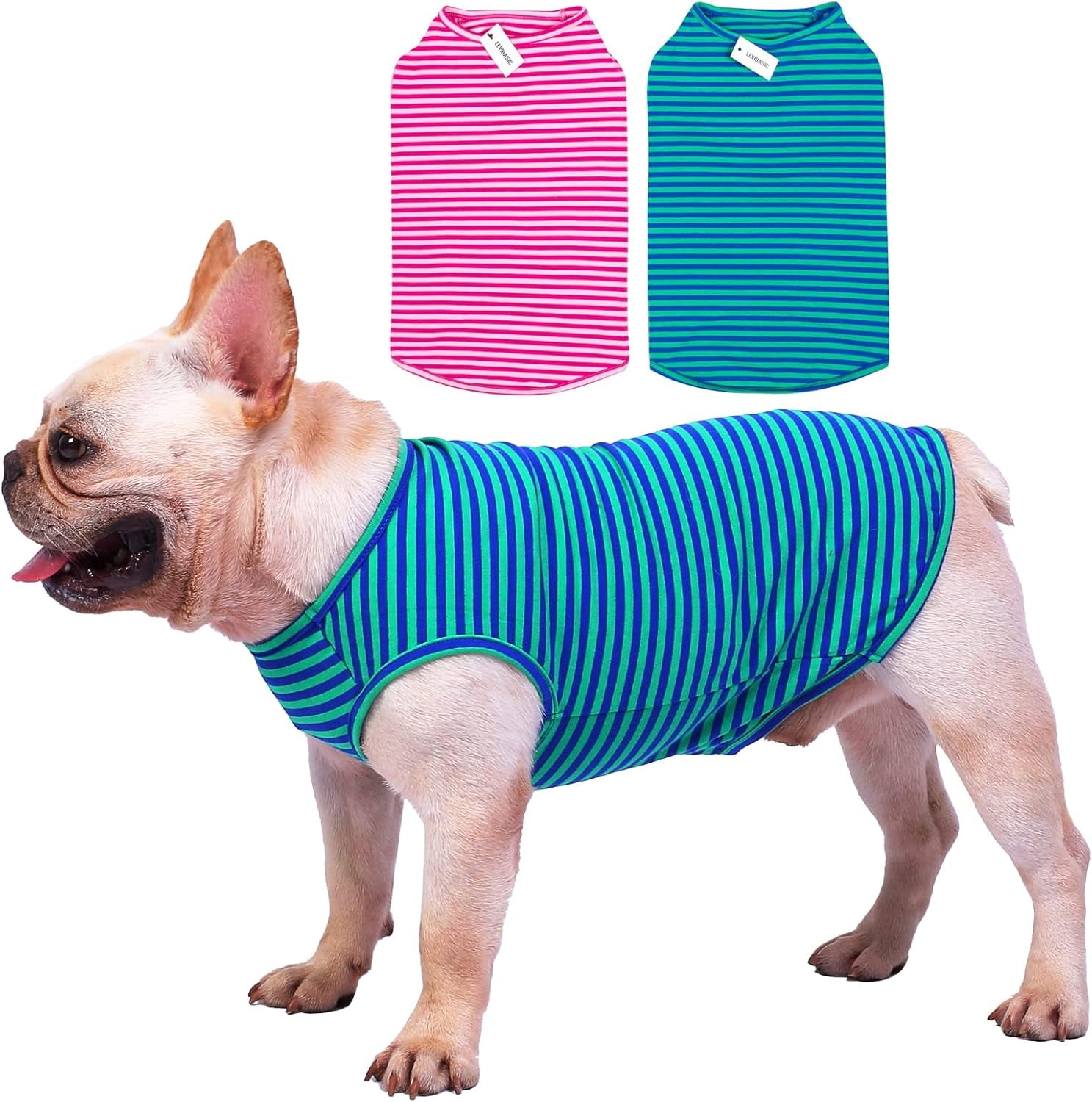 Striped Cotton Dog T-Shirt – Soft Sleeveless Vest for Dogs & Cats