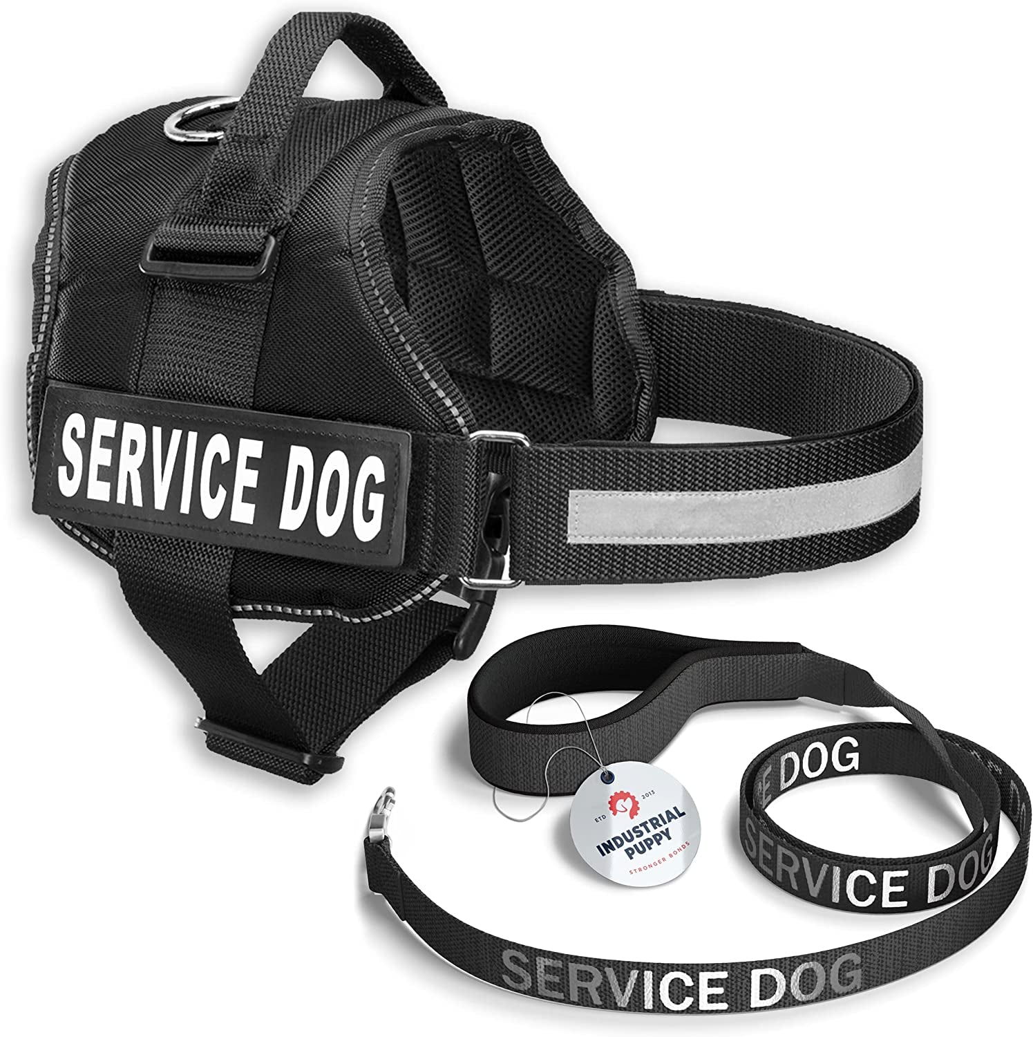 Premium Service Dog Vest with Reflective Patches and Matching Leash - Comfortable, Durable Harness for All Breeds