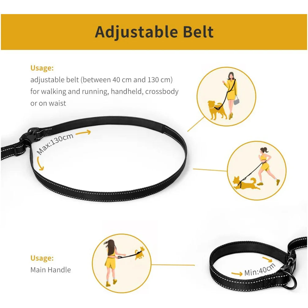 Hands-Free Bungee Dog Leash 6-in-1 – Adjustable Waist Lead