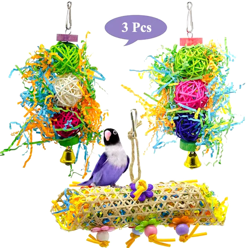 Bird Parrot Toy Set – Colorful Shredder & Foraging Cage Toys (2–3 Pack)
