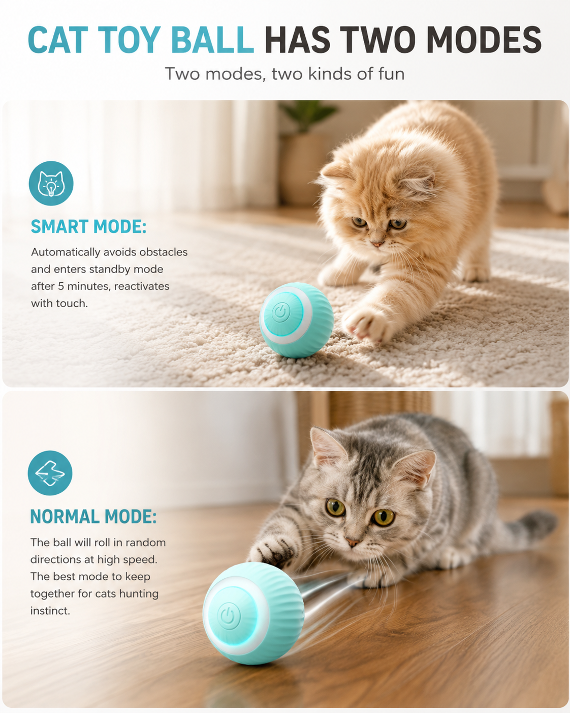 Interactive Electric Cat Ball Toy – Auto-Rolling & Rotating for Solo Play